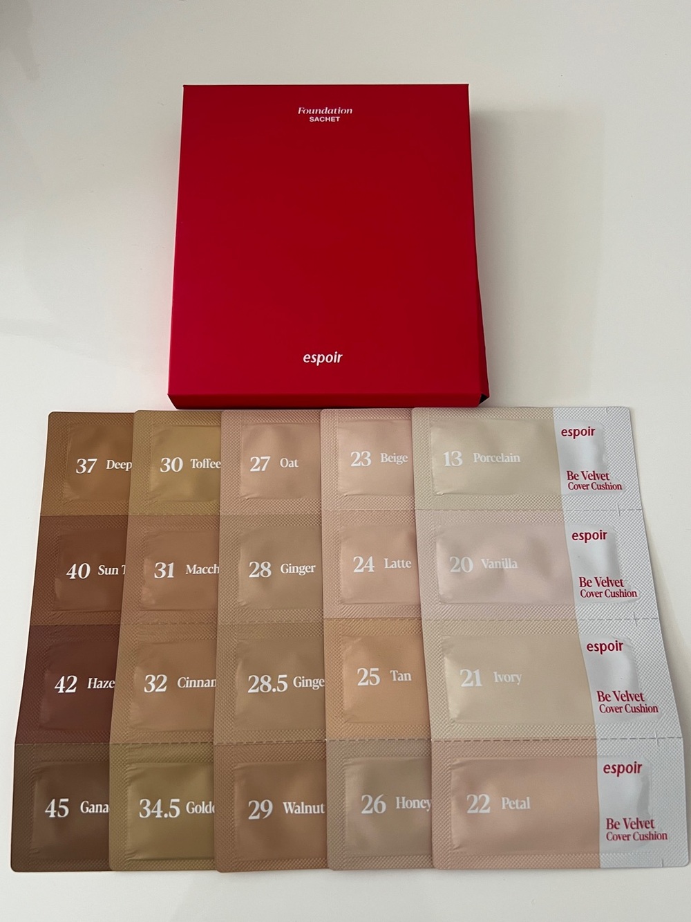 espoir Be Velvet Cover Cushion Foundation Sample Kit - 20 Shades